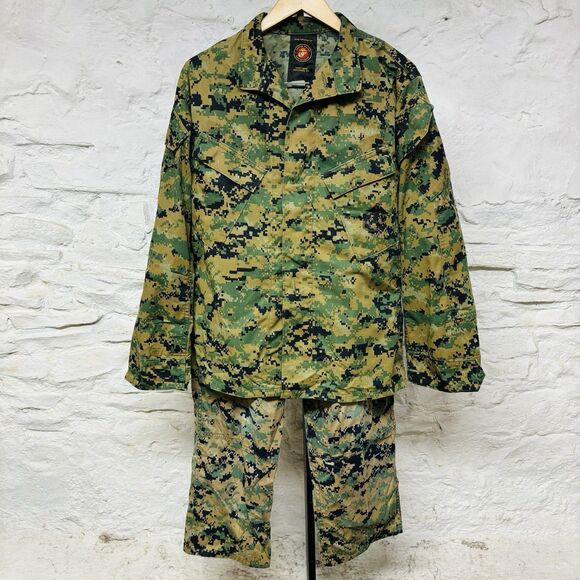 Set USMC MARPAT Digital Woodland Camo Cargo Pants Slant Pocket Shirt US Marines - Picture 1 of 16